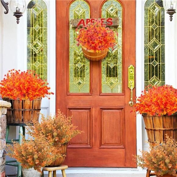 Fall Decorations 10 Bundle Artificial‎ Fall Boxwood No Fade Faux Autumn Plants - Picture 6 of 7